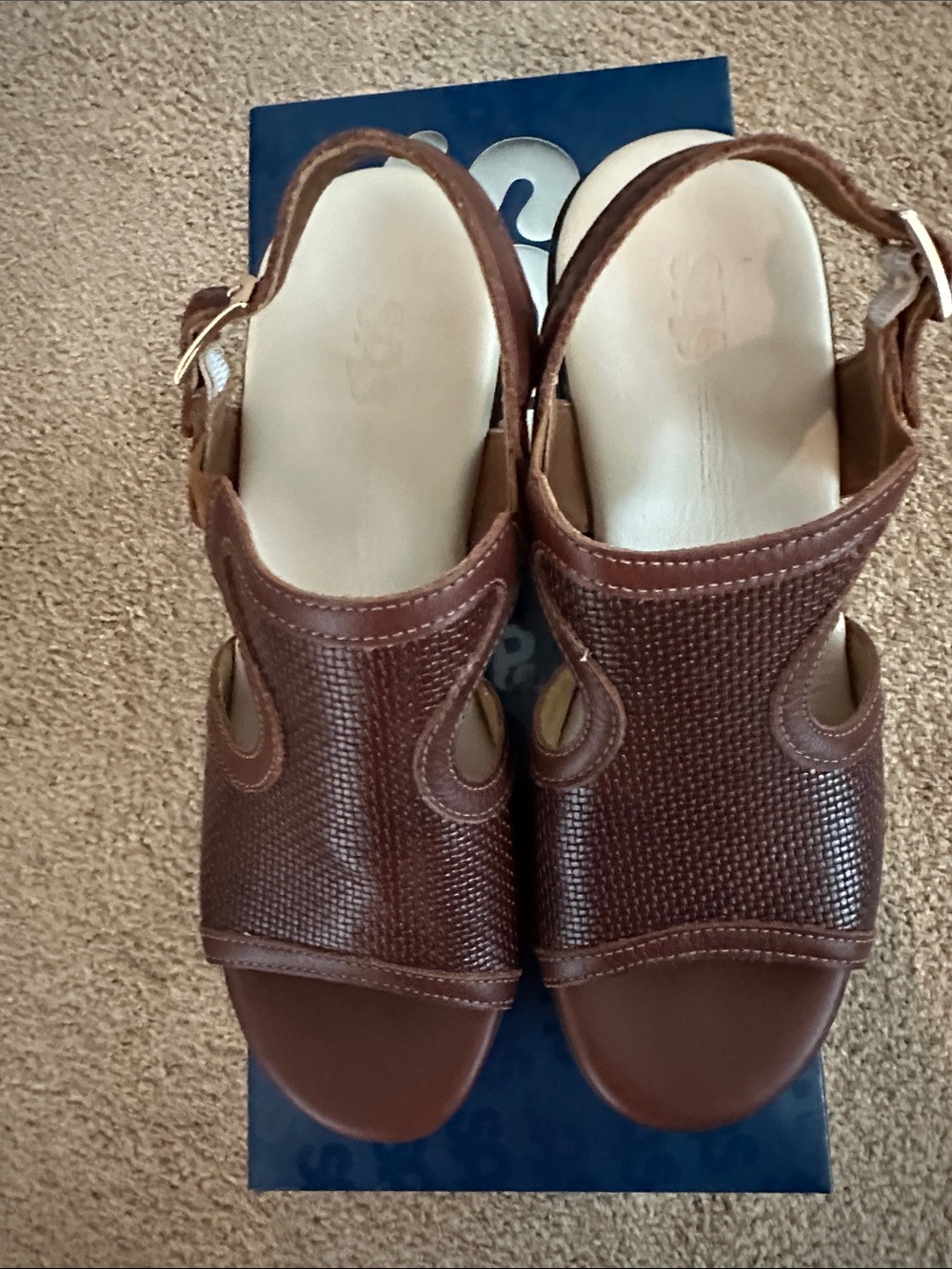 NIB SAS Rosa Brown Woven Leather Slingback Sandals Size 8 M